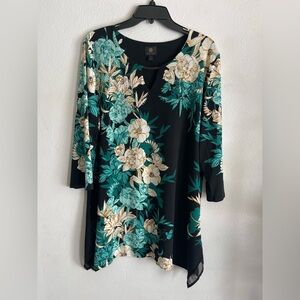 JM Collection Black Top with Gold Logo Detail